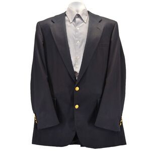 Stanley Blacker Mens 42L Navy Blue 2 Gold Button Blazer Sport Coat Suit Jacket